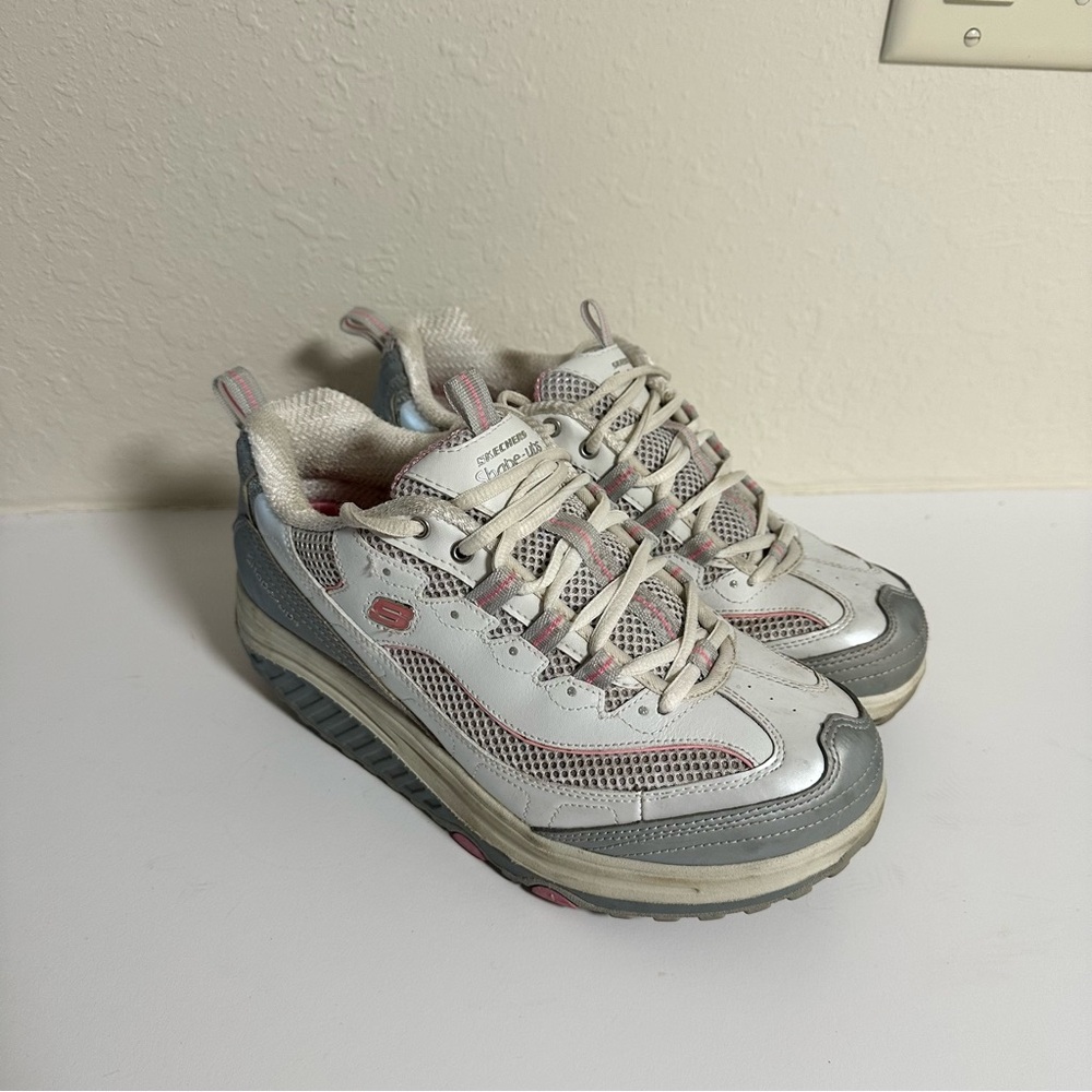 Skechers Shape-Ups White Pink Gray Toning Sneakers Size 9